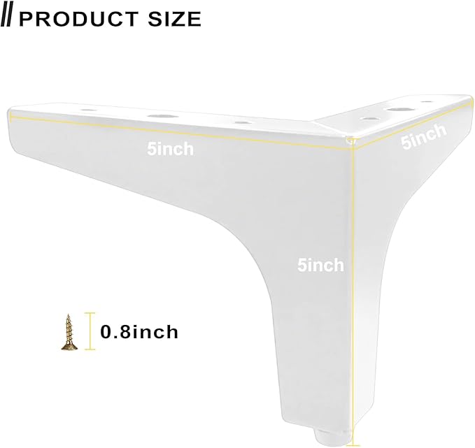 AODIOU Furniture Legs White Replacement Feet: Sofa Legs 4 Inch European Style - Image 4