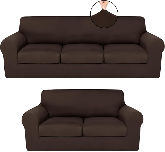 HunnmingRe Sofa Covers for 3 Cushion Couch Stretch Sofa and Loveseat Covers Set by HunnmingRe