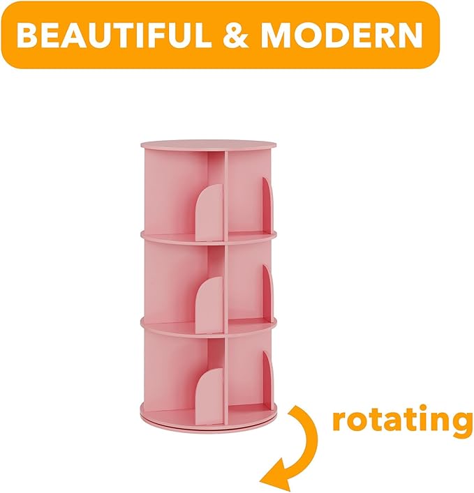 SpaceAid 3 Tier Rotating Bookshelf Tower, Spinning Bookcase Lazy Susan - Image 7