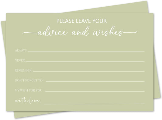 Green Advice and Wishes Card, Advice Cards for The Bride and Groom, Bridal Shower,Wedding or Baby Shower, Birthday, Graduation, Retirement, Guestbook - 25 Cards -04