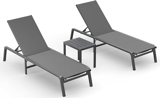 Ciokea Aluminum Foldable Lounge Chairs Set of 2 by CIOKEA