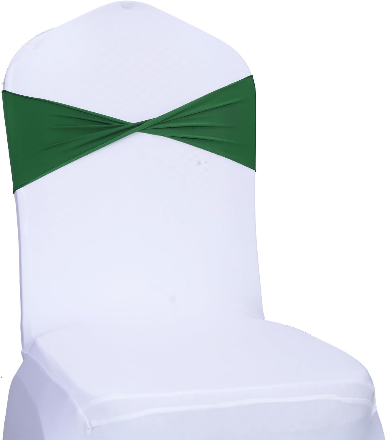 MDS Pack of 150 Spandex Chair Sashes Bows Elastic Stretch Dining Chair Bands Ties Without Slider Buckle Universal fits for Wedding Baby Shower Birthday Party Banquet Event Decoration - Green