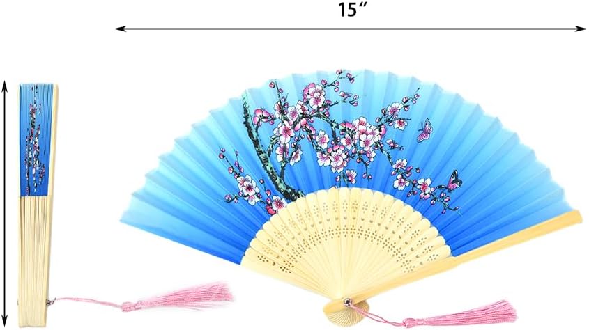 HUNANBANG 10 Pieces Oriental Bamboo Folding Hand Fans Church Wedding Gift, Party Favors, DIY Decoration Gift Size 8 1/4" Wholesale 10pack(bamboo10pack)