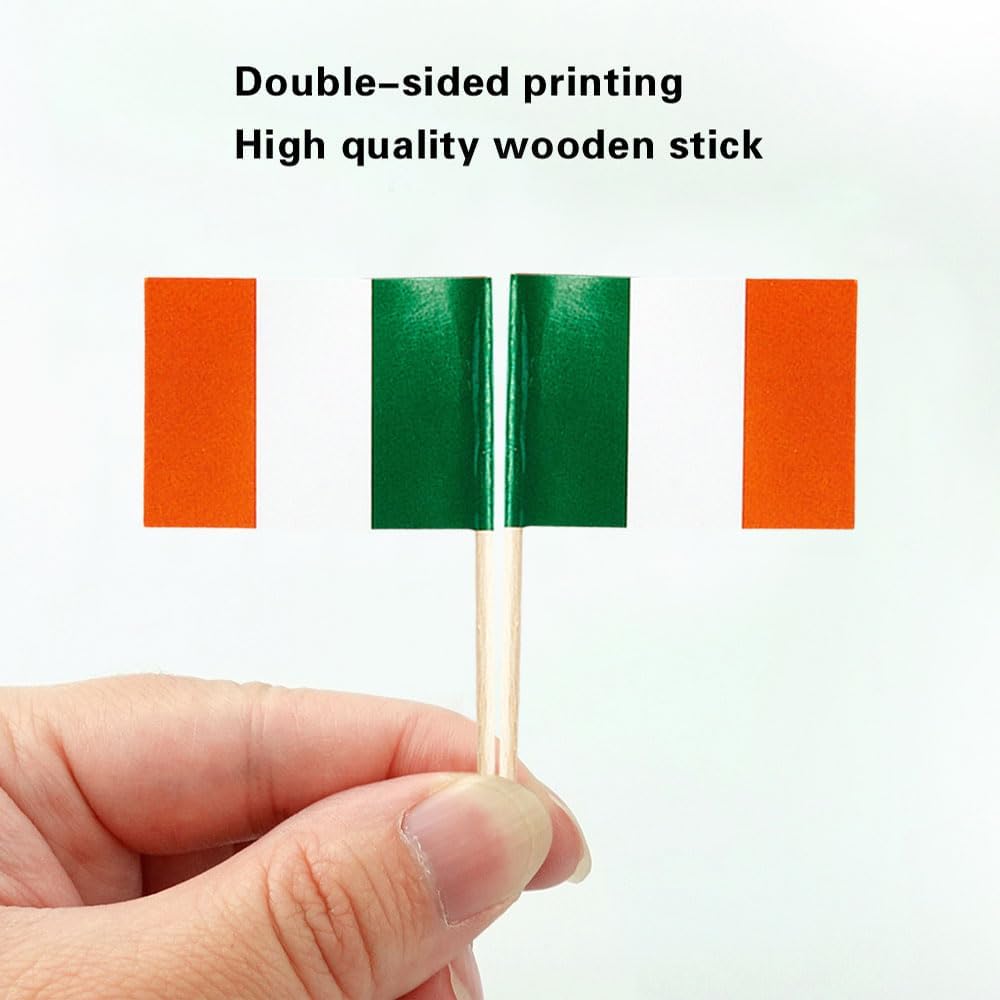 mflagperft Ireland Flag Irish Flag, Small Mini Ireland Toothpick Flags for Food, Cupcakes, Cocktails, Appetizers, Bar Party Decorations