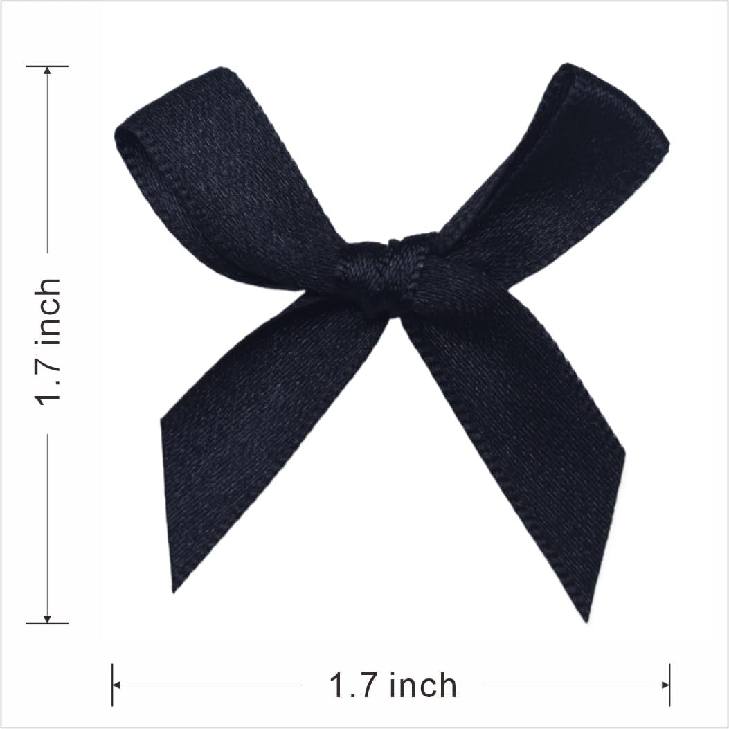 60pcs 1.7" Mini Black Ribbon Bows Decor – Small DIY Satin Bows for Crafts, Little Bows for Gift Wrapping, Tiny Bow Stickers for Note Card Bow Baby Shower Cake and Candle Decorations