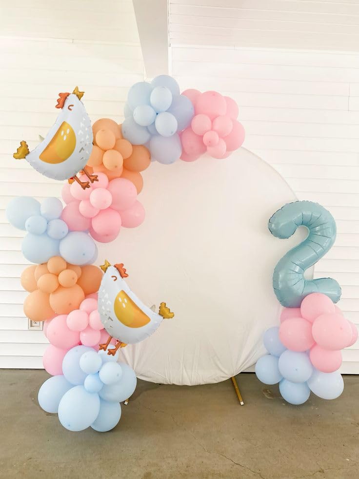 6pcs Chicken foil balloons,Aluminum chick mylar balloons, farm hen foil balloon for kids birthday baby shower farm animal party decortation.