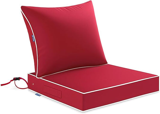 MIULEE Red Outdoor Seat Cushion 24x24 Inch Waterproof & 3 Year Fade Resistant by MIULEE