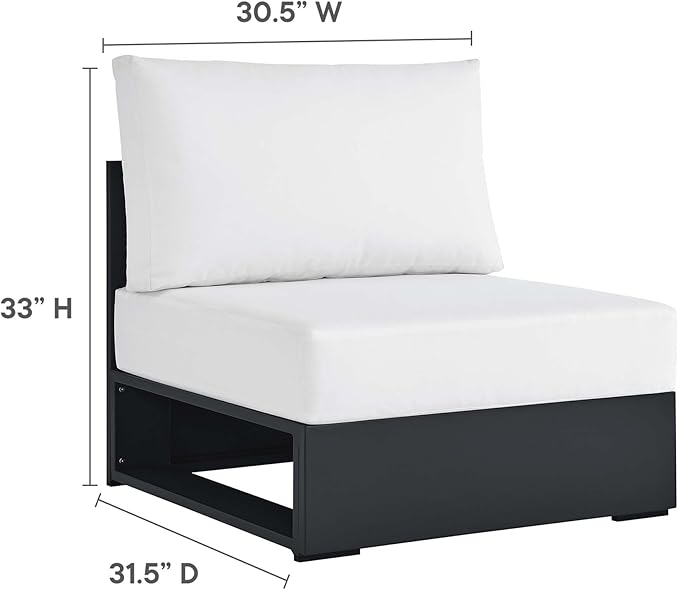 Modway Tahoe Aluminum Armless Patio Gray White Modular Weather-Resistant - Image 3