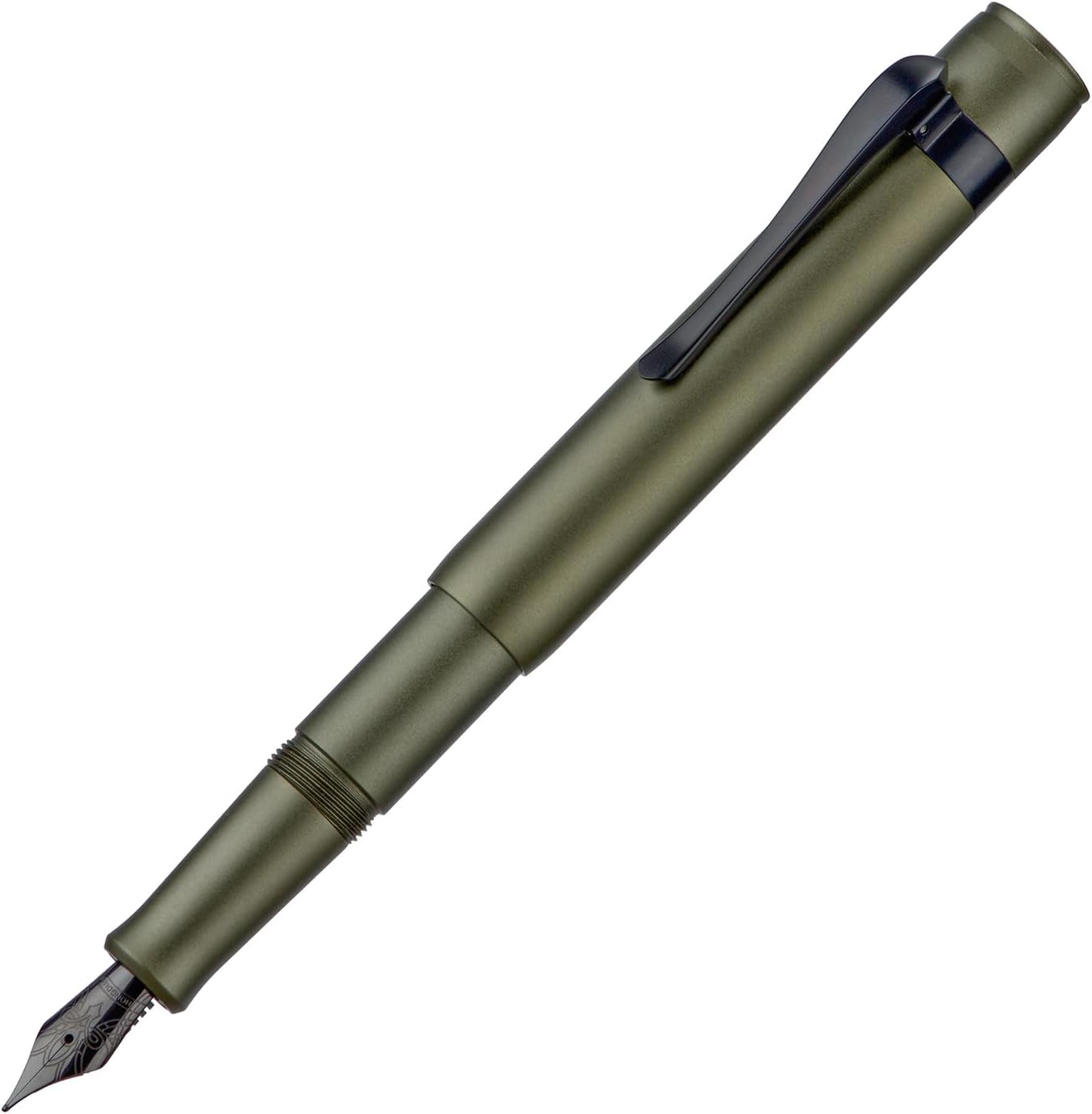 Hongdian M2 Black Forest Mini Fountain Pen, Medium Nib & Sleek Shape Aluminium Short Pocket Travel Pen (Army Green)