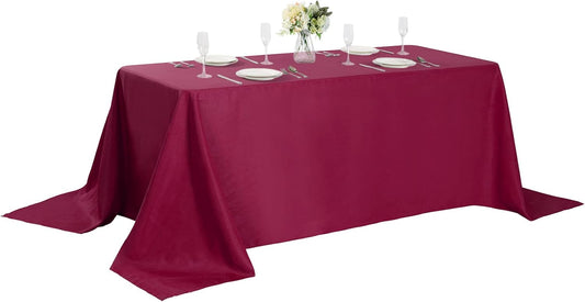 Rectangle Tablecloth 90x132 inch Washable Polyester Fabric Table Cloth for Wedding Party Dining Banquet Decoration（90x132, Burgundy）
