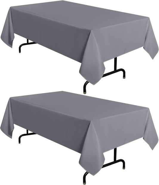 sancua 2 Pack Light Grey Tablecloth 54 x 78 Inch, Rectangle 4 Feet Table Cloth - Stain and Wrinkle Resistant Washable Polyester Table Cover for Dining Tables, Buffet Parties and Camping