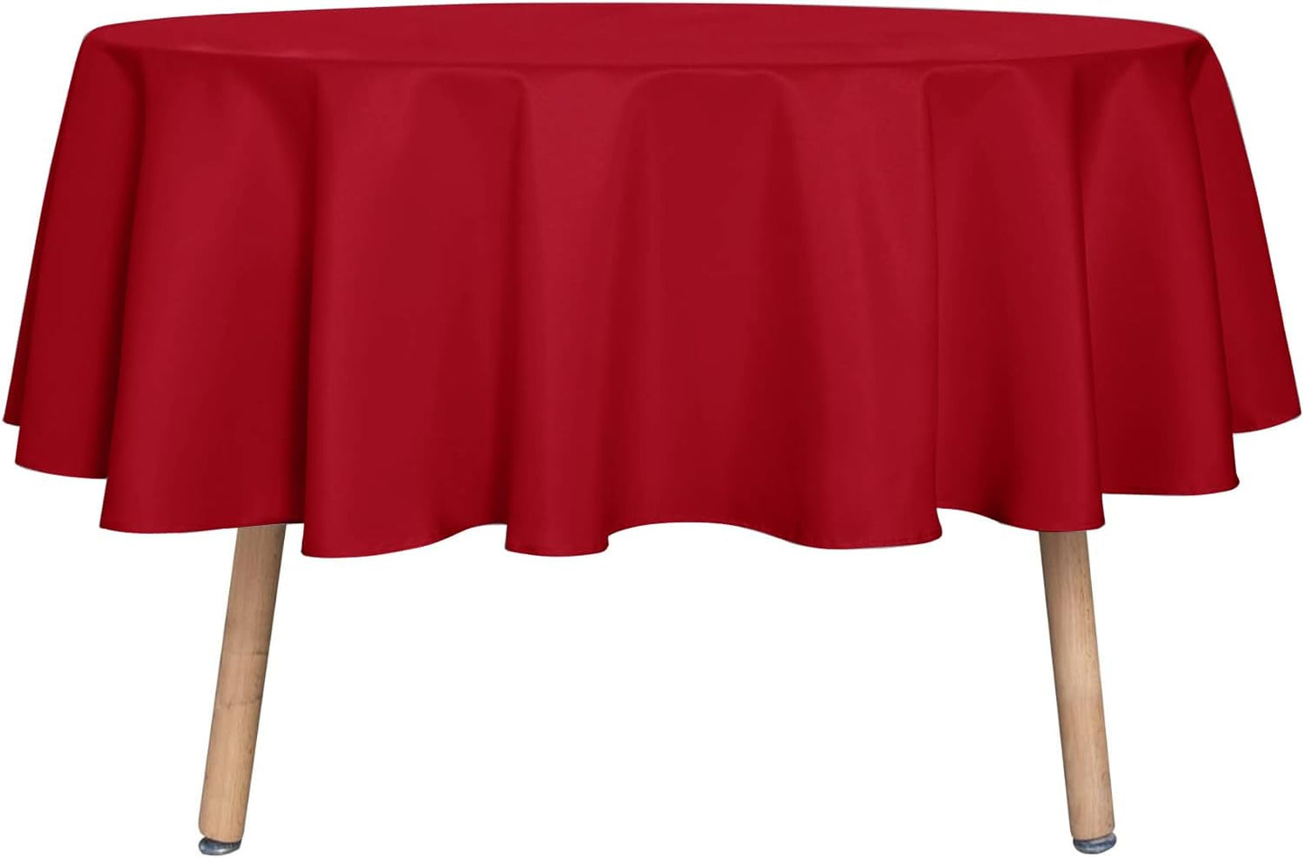 sancua Round Tablecloth - 80 Inch - Water Resistant Spill Proof Washable Polyester Table Cloth Decorative Fabric Table Cover for Dining Tables, Buffet Parties and Camping, Red