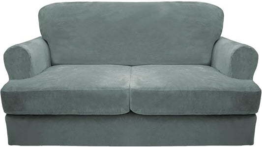 CUCRAF T Cushion Sofa Cover 3 Piece Loveseat Slipcovers, Soft Thick Velvet by CUCRAF