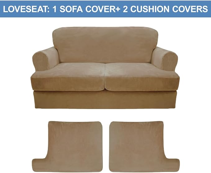 CUCRAF Cushion Sofa Cover 3 Piece Slipcovers, Soft Thick Velvet Couch Cover - Image 5