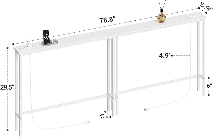 ELYKEN 2 Pack 5.9" Narrow Console Sofa Table - Image 3