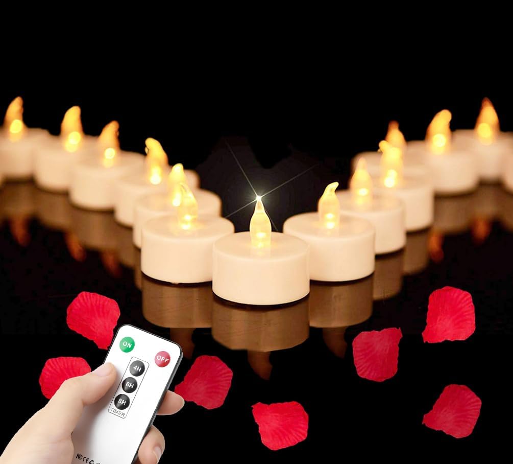 Tea Light Candles with Remote Control,Flickering Flameless LED Candle,Long Lasting 400+Hours,Battery Operated with Timer for Home Decoration Seasonal &Festival Celebration Warmyellow (5pcs)
