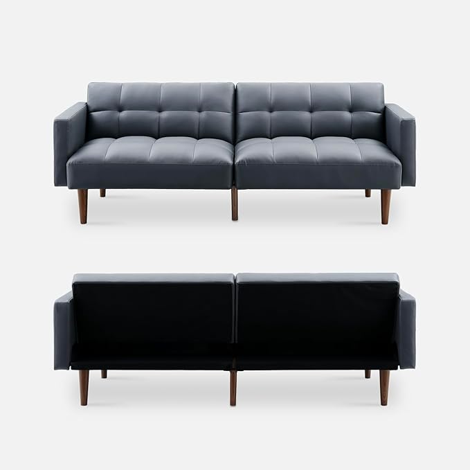 mopio Aaron 76.8" Couch, Small Futon Sofa Bed, Mid Century Modern Futon Couch - Image 9