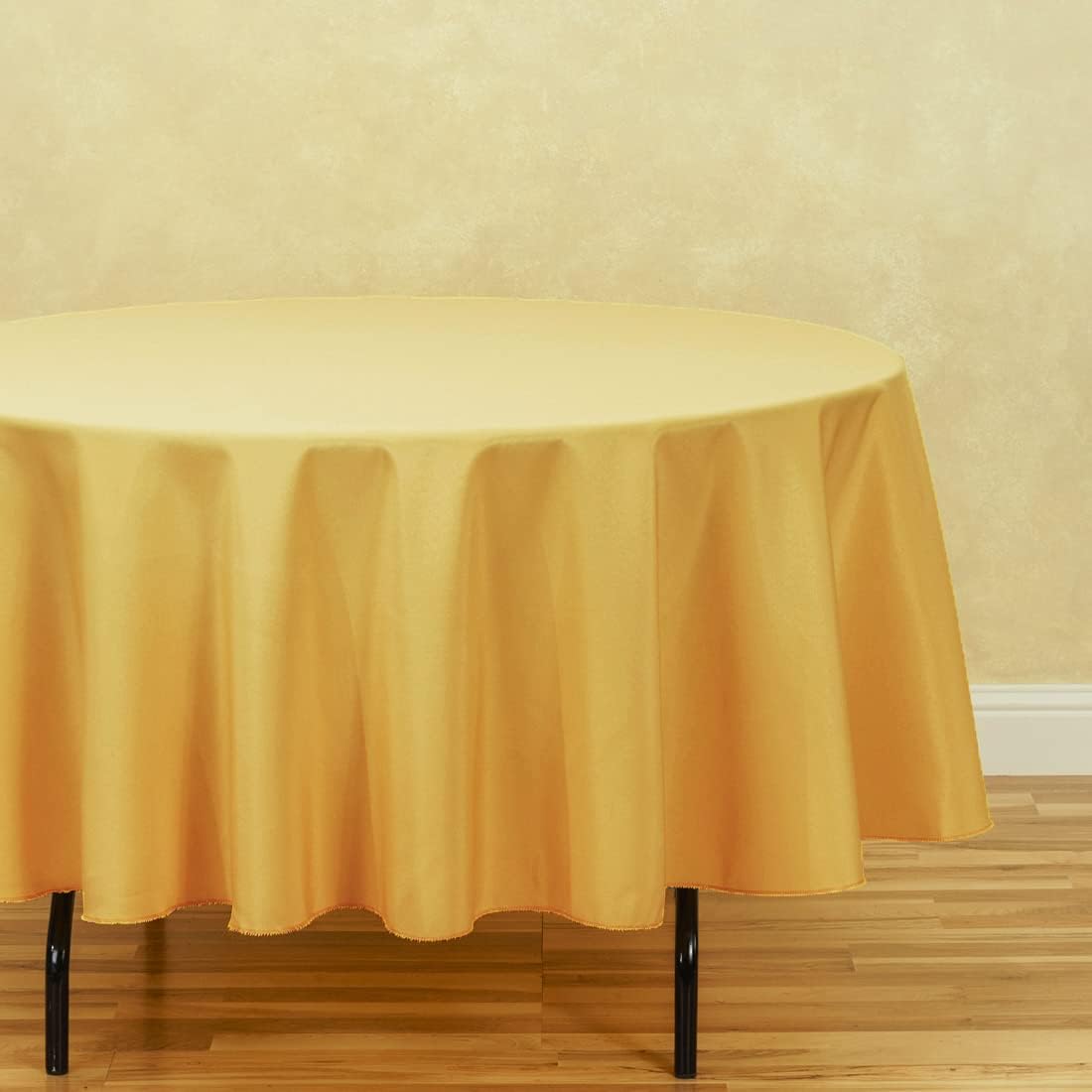 LinenTablecloth Round Polyester Tablecloth, 90-Inch, Gold