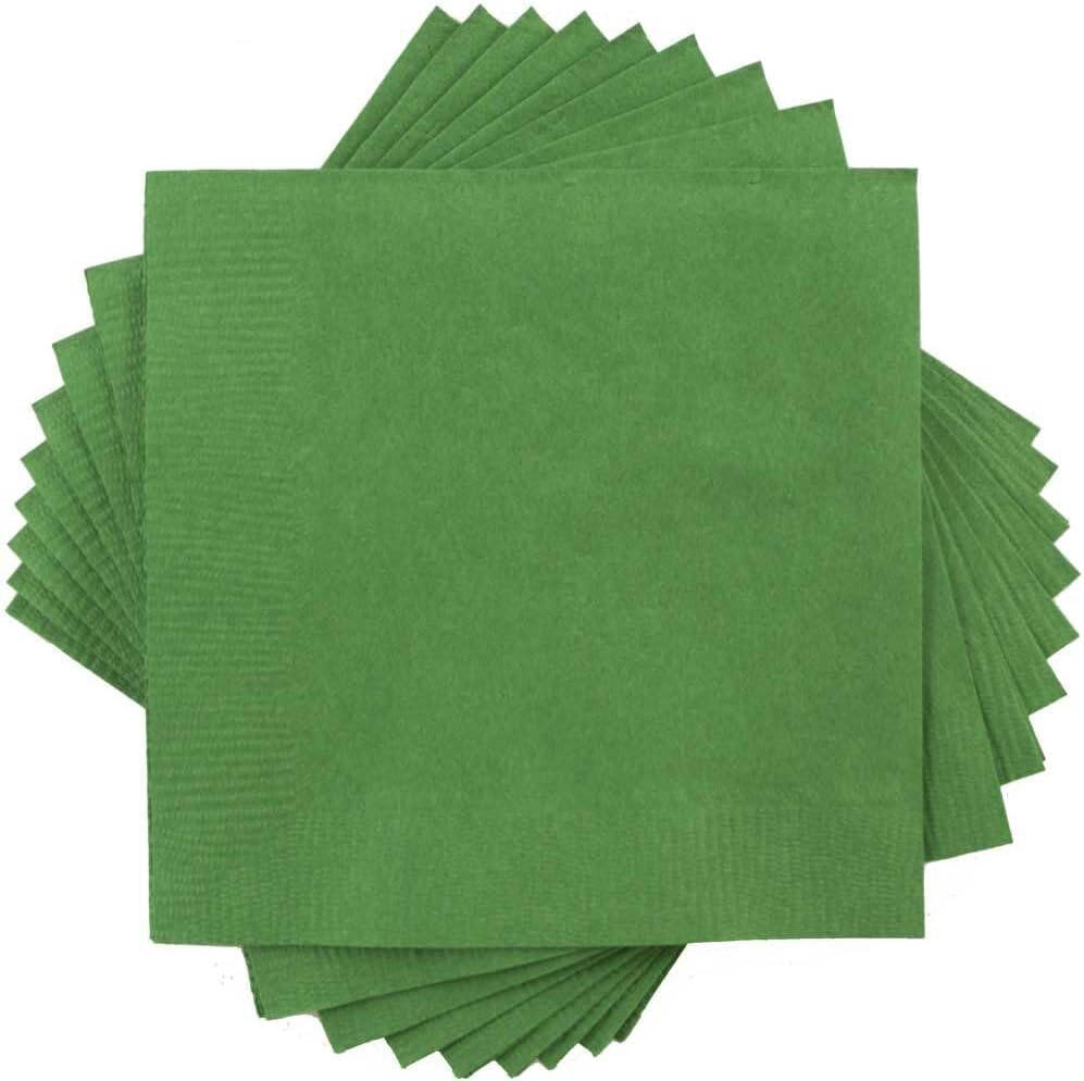 JAM PAPER Small Beverage Napkins - 5 x 5 - Green - 40/Pack