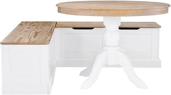 HomeStock Sophisticated Simplicity Backless Corner Nook Set Two Tone - Image 3