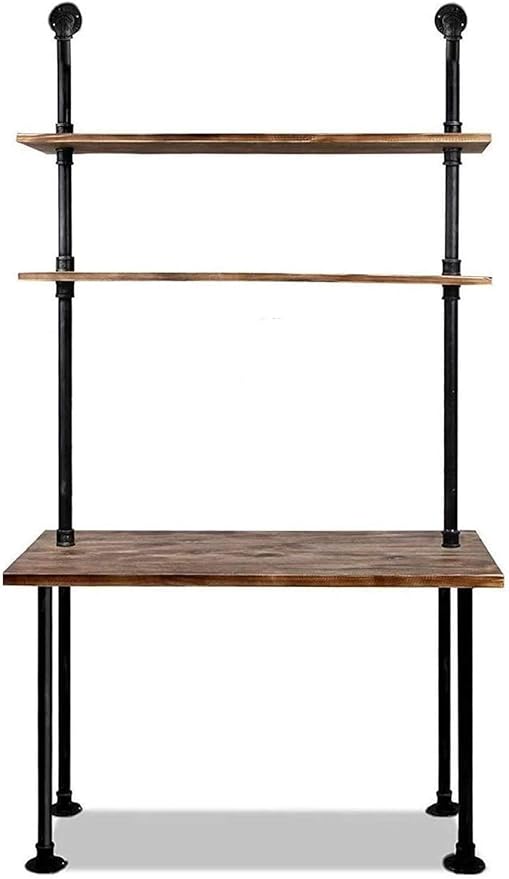 Computer Desk with Storage Shelves, Home Office Writing Desk, Bookshelf Laptop by Diwhy