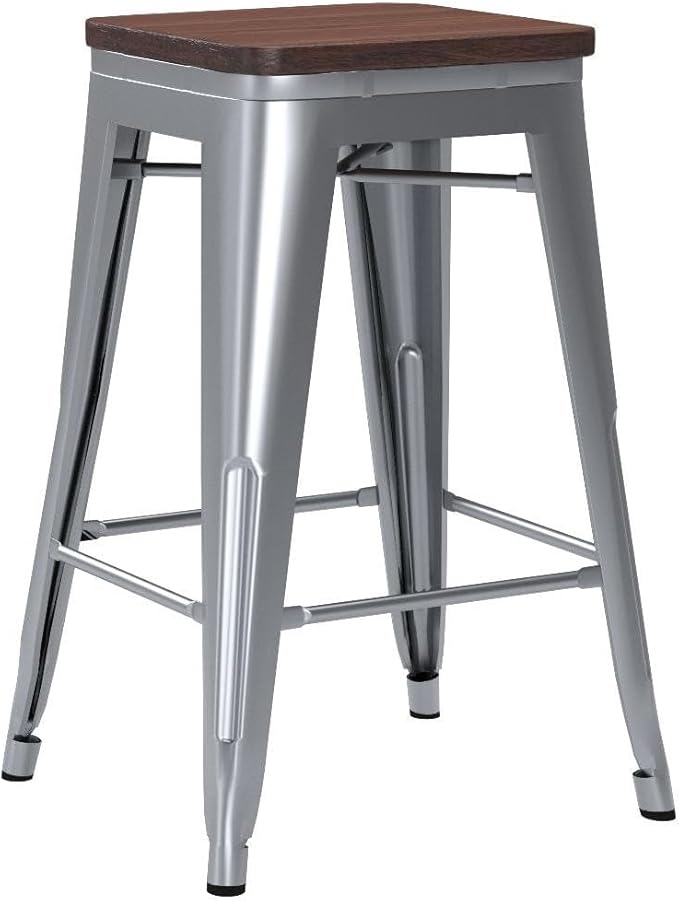 HAOBO Home 26" Backless Metal Counter Stool Height Bar Stools, Barstools - Image 5