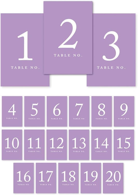 Andaz Press Table Numbers 1-20 on Perforated Paper, Lavender, 4x6-inch Single Sided Sign, 1-Set, For Weddings, Graduation