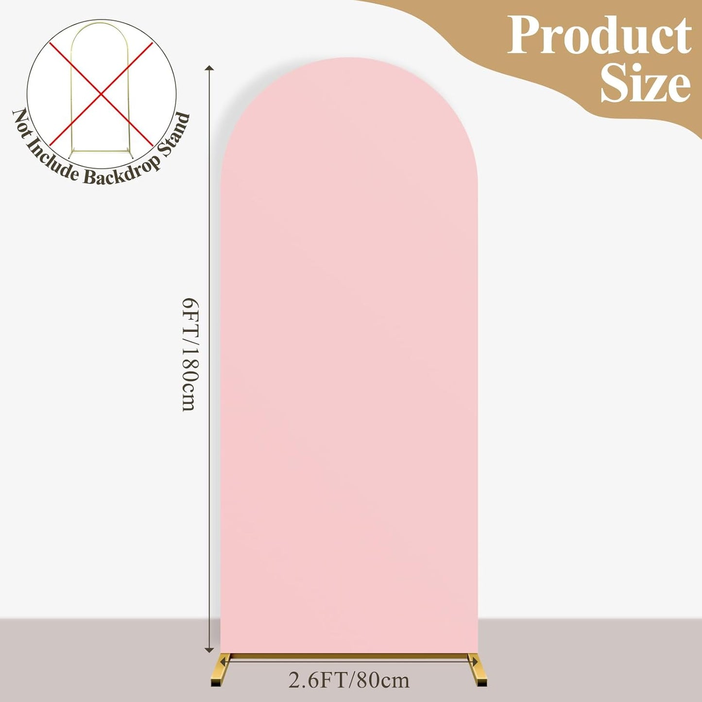 Ledido Wedding Arch Backdrop Cover 6FT Arch Covers Fitted Stretchy Spandex Round Top Stand Backdrop Cover for Wedding Banquet Ceremony Birthday Party Baby Shower Event Decoration,Pink