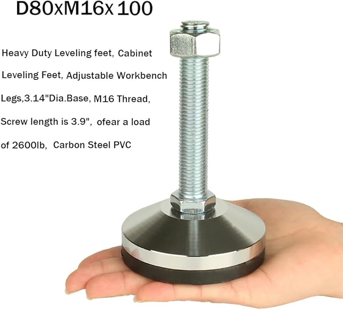 Heavy Duty Leveling Screw Leg, Leg Leveler 3.14" Dia Base, Adjustable Leveling - Image 2