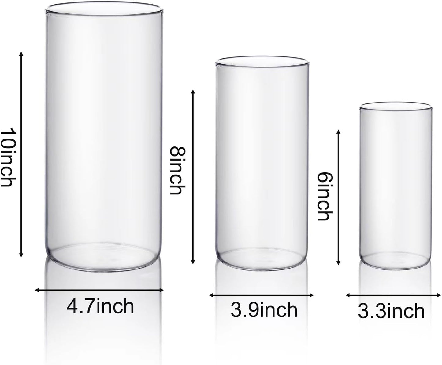 PHOSPHOR Hurricane Candle HoldersFor Pillar Candle Clear Glass Cylinder Centerpieces Vases Table Decoration Centerpiece Floral Room Decor Clear Seeded Bubbles Living Dining Kitchen 6 Pieces