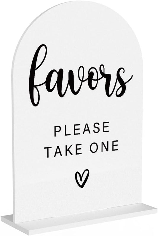 Acrylic Wedding Sign, Bridal Shower Decorations, Favors Please Take One Sign for Ceremony, Modern Font Table Signs, Acrylic Table Top Signs for Wedding Reception and Event Party (White)