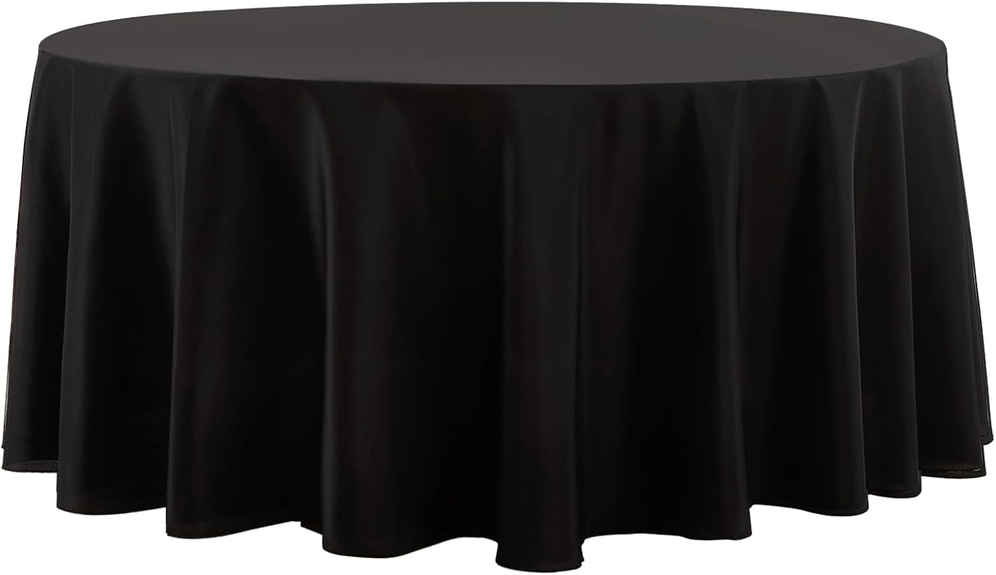 Round Tablecloth 2 Pack 90 Inch Black Tablecloths Washable Decorative Linen Polyester Table Clothes Cover for Dining Table Banquets Buffet Parties and Wedding