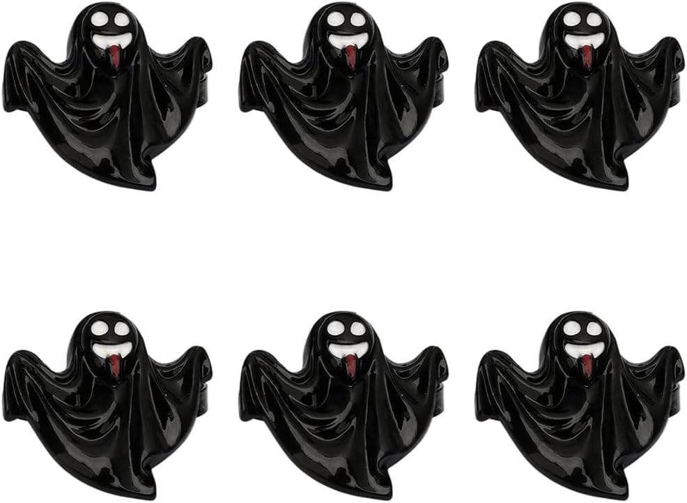 Ghost Napkin Rings Set of 6, Halloween Party Napkin Holder Buckles, Thanksgiving Christmas Napkin Rings (Black, One Size)
