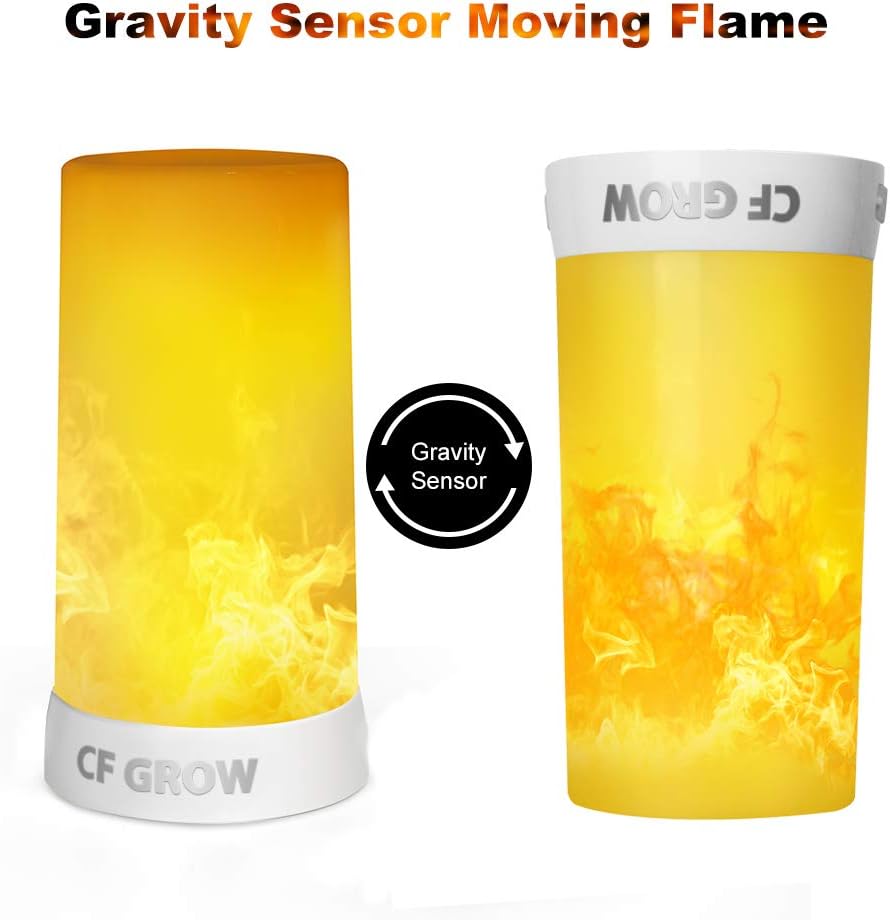 LED Flame Effect Light, USB Rechargeable Flame Candle Waterproof Dimmable 4 Modes Lantern with Gravity Sensing Effect & Magnetic Base, for Halloween, Room, Party, Bar Decor