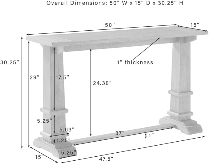 Crosley Furniture Joanna Modern Farmhouse Sofa Console Table - Image 3