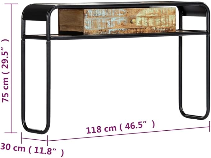 Console Table with 1 Drawer and 2 Compartments, 46.5"x11.8"x29.5" Solid - Image 8