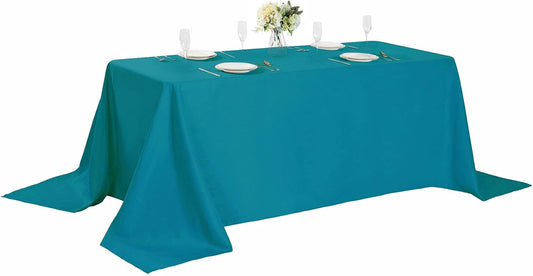 Rectangle Tablecloth 90x156 inch Washable Polyester Fabric Table Cloth for Wedding Party Dining Banquet Decoration（90x156, Caribbean Blue）