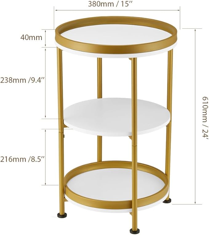 Dulcii Round Side Table with Storage Tray - Image 2