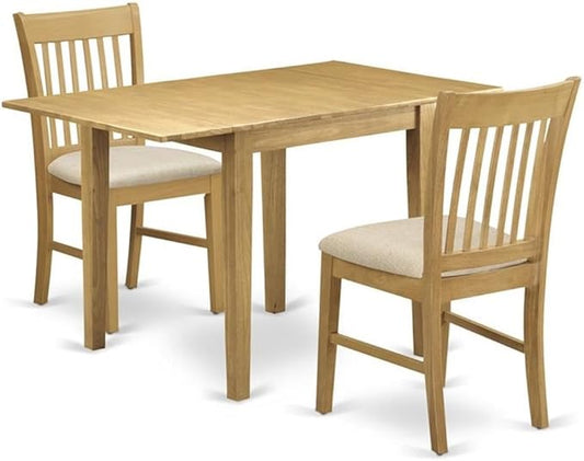 East West Furniture NDNO3-OAK-C 3 Piece Dining Set Contains a Rectangle Dining by EastWestFurniture