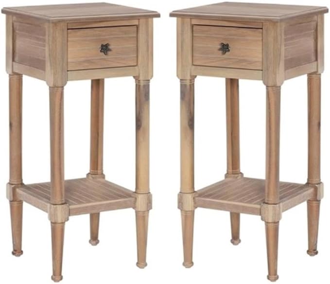 Home Square Wood Accent Starfish Coastal Side Table in Natural by HomeSquare