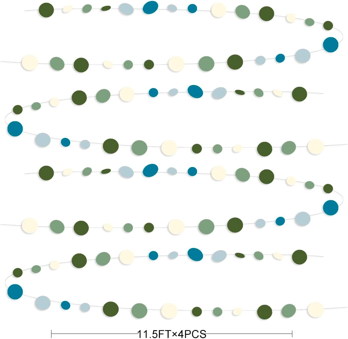 Sage Green and Dusty Blue Party Decorations Polka Dots Garlands Hanging Paper Circle Dots Streamer for Men Boy Birthday Baby Shower Wedding Engagement Retirement Silly Goose Party Decorations Supplies