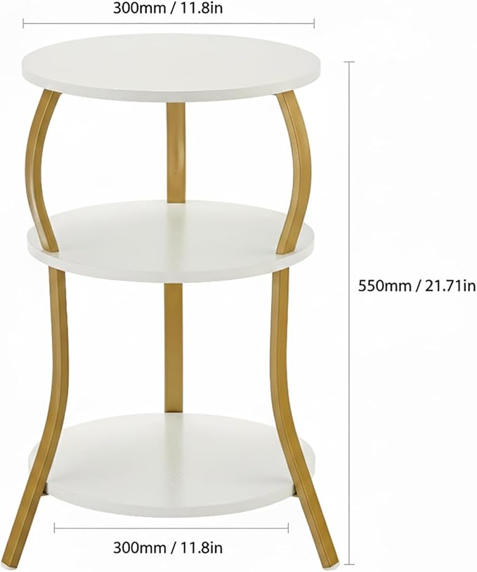 Vintage Small Round Side Table, 3-Tier Slim Waist Circular End Table - Image 3