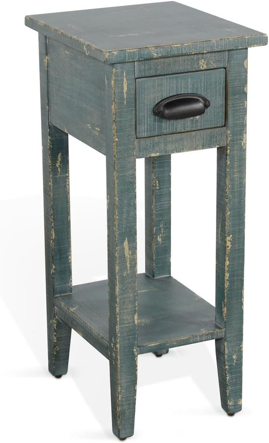 Sunny Designs Marina Farmhouse Mahogany Wood Chair Side Table in Sea Grass Green by Sunny+Designs