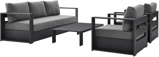 Modway Tahoe Aluminum 4-Piece Outdoor Patio Set in Gray Charcoal by Modway