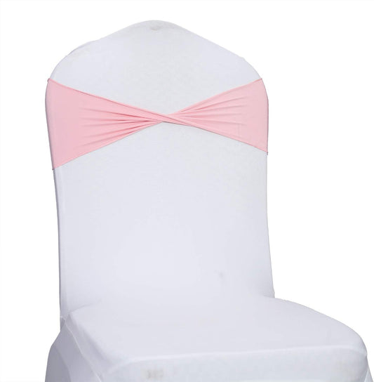VDS Pack of 300 PCS | Blush Pink | Spandex Chair Sashes Bows Without Buckle | Stretch Elastic Banquet Universal Folding Chair Band Tie with for Wedding Party Conference Celebration Event Decoration