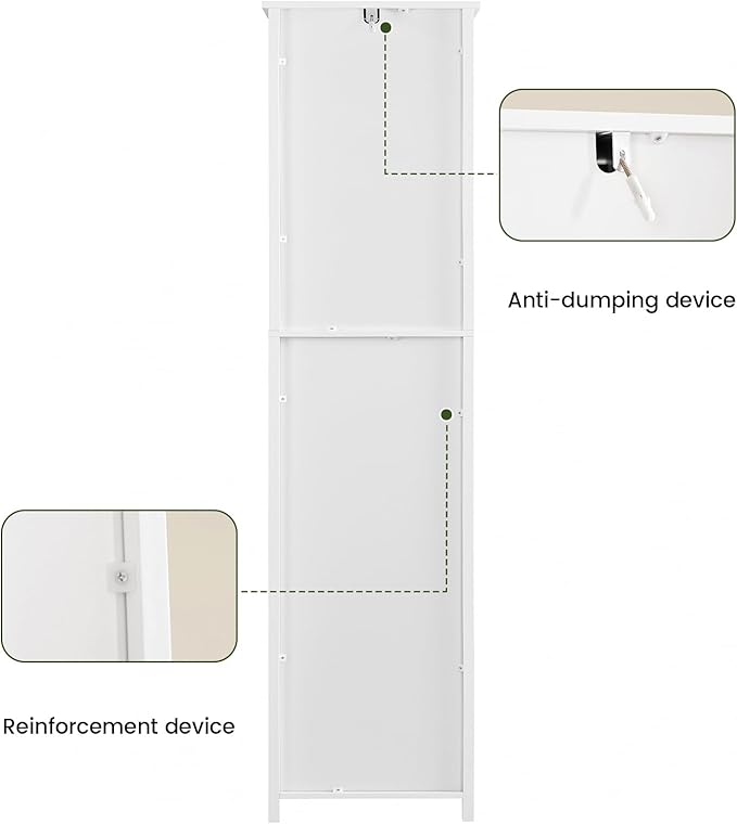 Iwell Tall Bathroom Cabinet, Slim Narrow Bathroom Storage Cabinet - Image 8