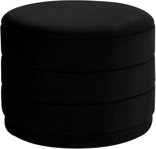 23" Upholstered Round Velvet Ottoman by CAIPINFUL