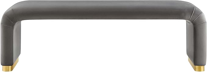 Modway EEI-6734-BRA-STG Koda Performance Velvet Waterfall Long Bench, Brass - Image 5