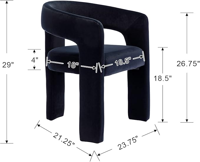 BESTANO Set of 4 Modern Velvet Fabric Upholstered Dining Chairs - Image 3