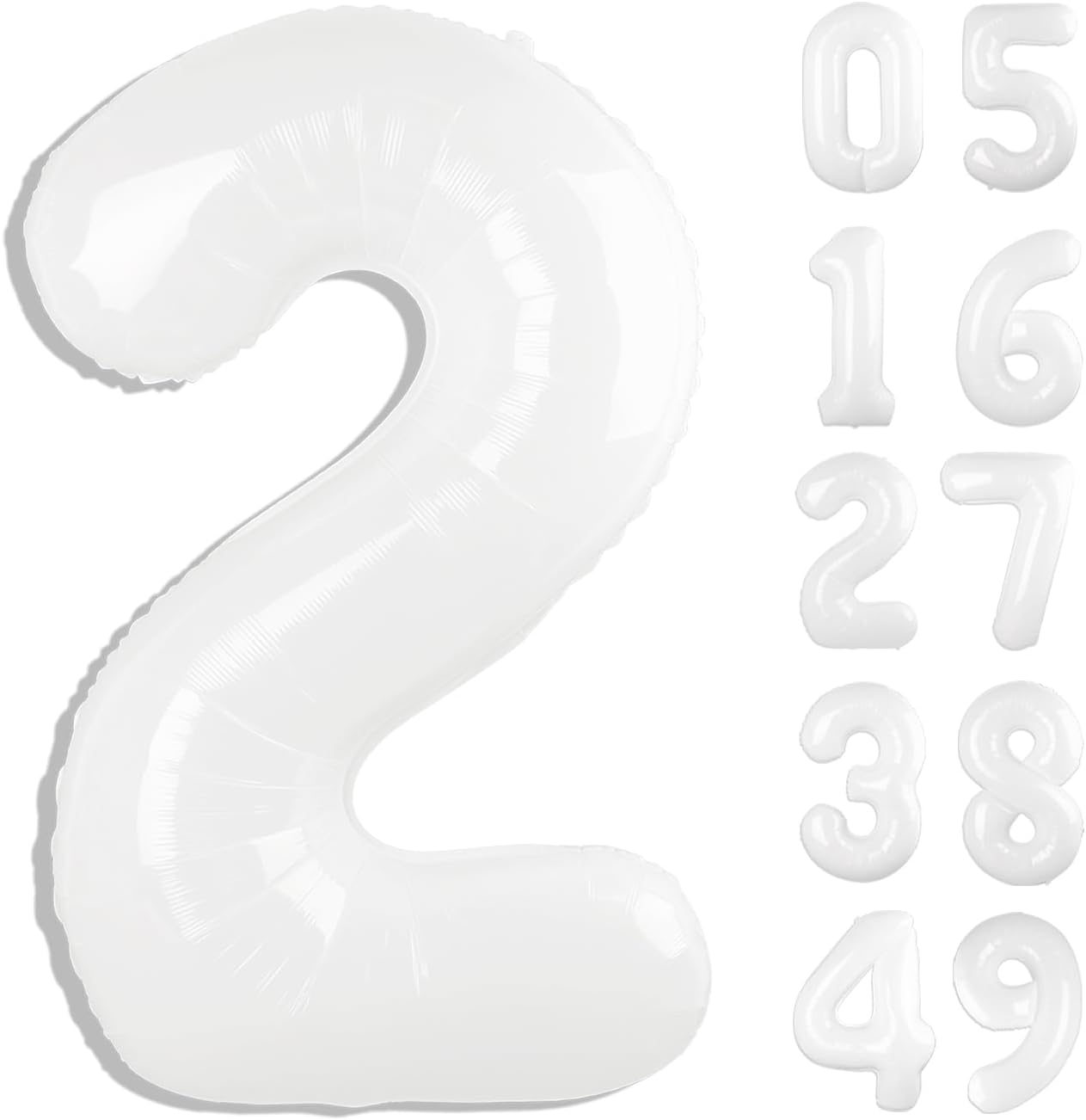 White 40 Inch Big Number Balloon Birthday Decoration, Number 2 Helium Balloon 12 20 22 23 24 26 2025 New Years Celebration, Boy Girl Baby Anniversary Party Graduations Supplies Decorations
